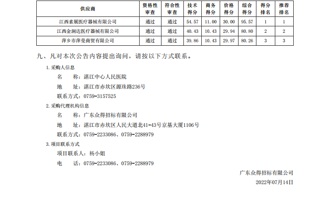 湛江中心人民醫(yī)院醫(yī)療設(shè)備采購項(xiàng)目【項(xiàng)目編號：ZDZJ22-Z18021】包1結(jié)果公告(圖2)