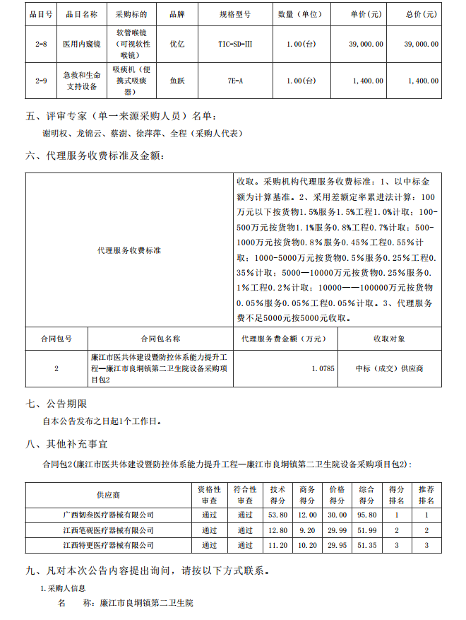 廉江市醫(yī)共體建設暨防控體系能力提升工程—廉江市良垌鎮(zhèn)第二衛(wèi)生院設備采購項目【項目編 號：ZDZJ23-Z05030】（包 2）結(jié)果公告(圖2)